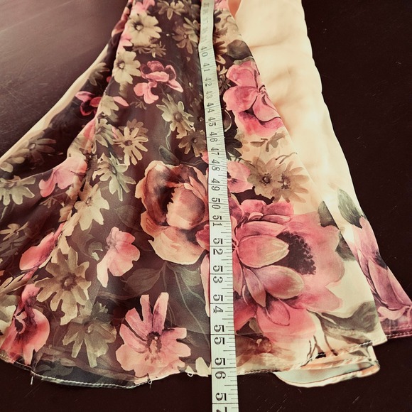 Grace Karin Womens Peach Floral Chiffon Corset Back Formal Maxi Dress 8 Prom - Picture 16 of 16